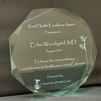 2007 Rural Healthcare Excellence Award, Dr. Erika Woodyard, recipient