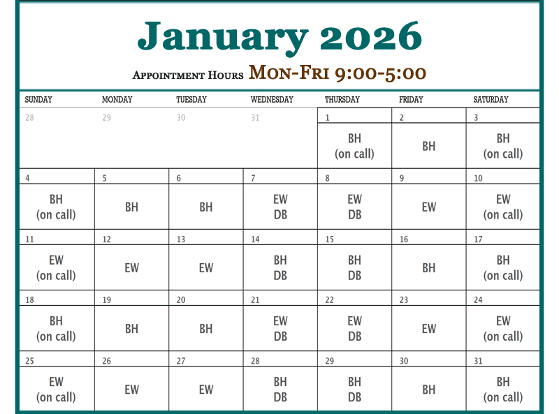 January - Plateau Valley Medical Clinic Doctor's Schedules in Collbran Colorado