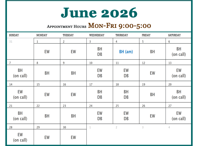 June - Plateau Valley Medical Clinic Doctor's Schedules in Collbran Colorado