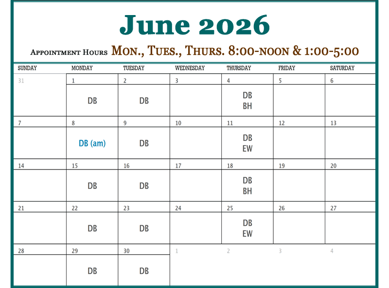 June - Plateau Valley Medical Clinic Doctor Schedules in Mesa Colorado